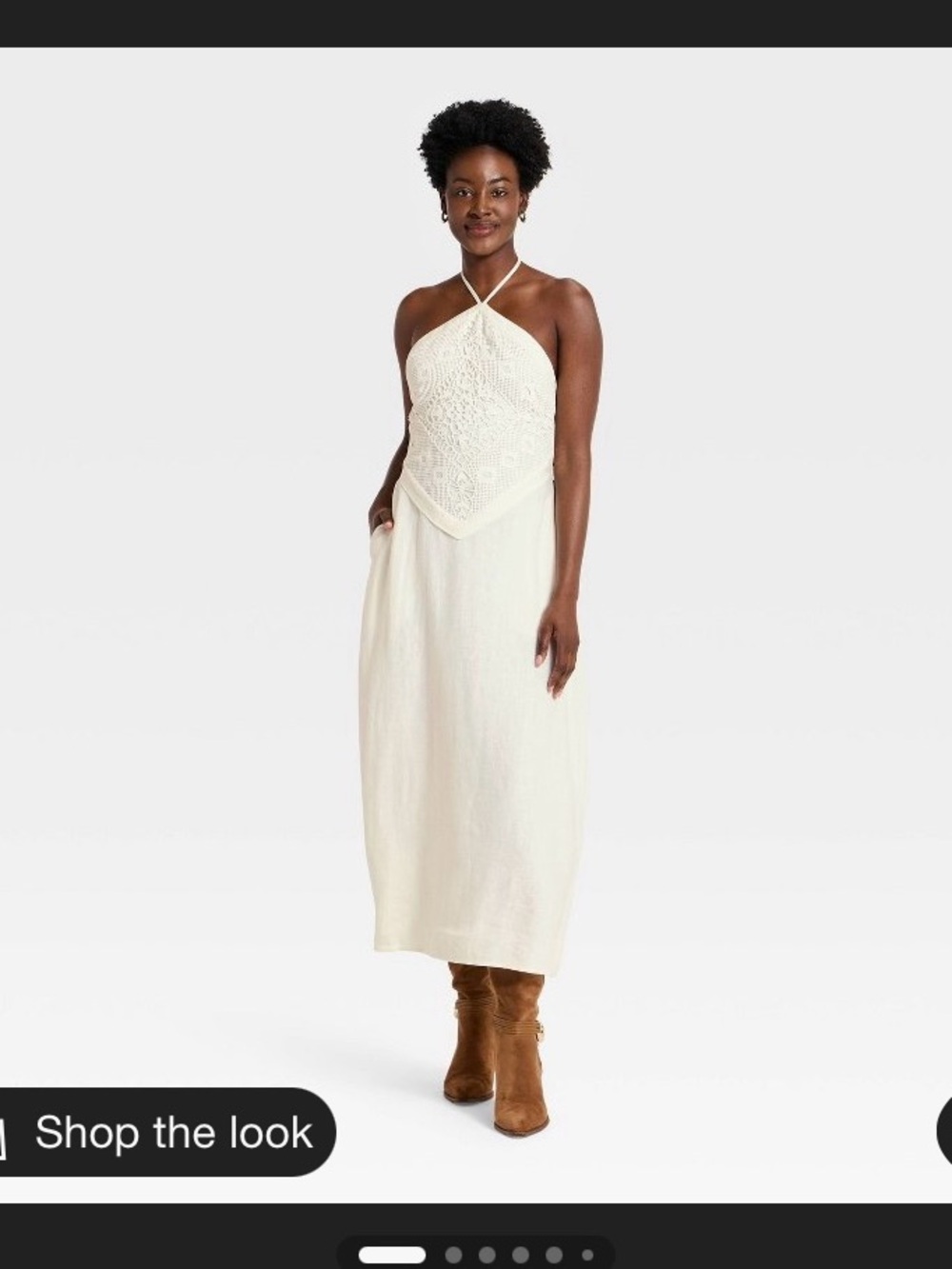 Target Cream Crochet Halter Midi Dress